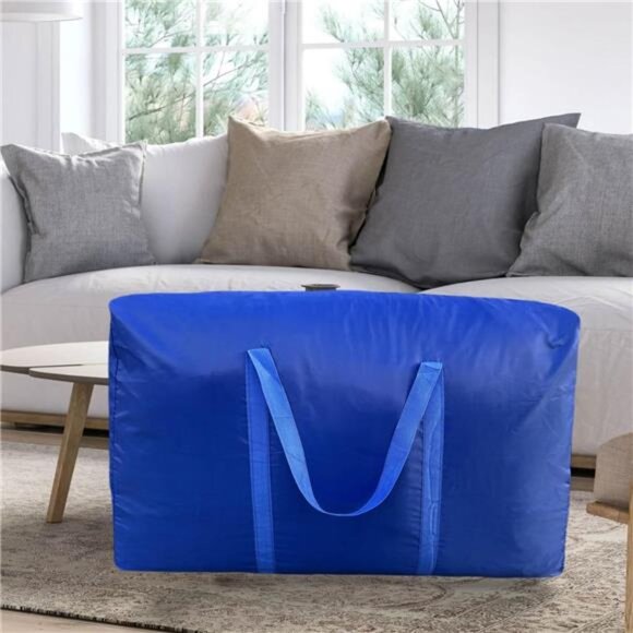 100L Extra Large Storage Bags Moving Bags with Zippers Handles Storage Totes Blu - Picture 2 of 7